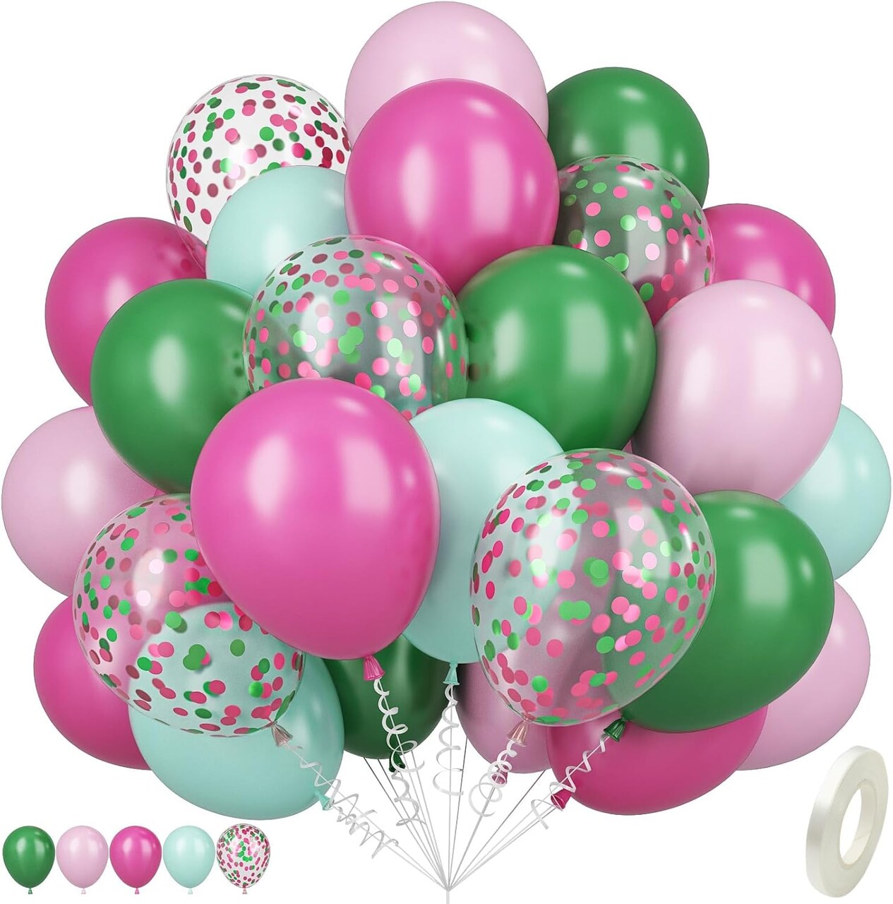 12 Inch Hot Pink Maca Green Latex Balloon(7 x 5 x 0.5 inches)